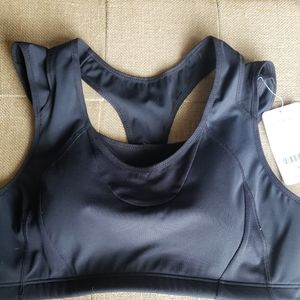 SYROKAN Black Women's Sports Bra - Double Layer Wirefree Padded Racerback